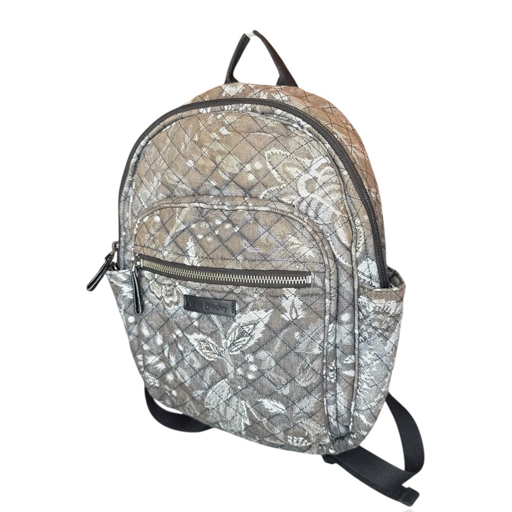 Vera Bradley Cloud‎ Gray Paisley Print Quilted Fabric Backpack - Picture 2 of 7